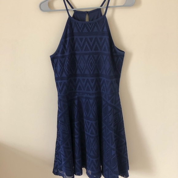 Derek Heart Dresses & Skirts - Navy blue high neck eyelet dress